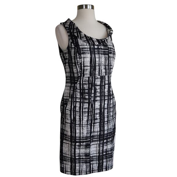 Ann Taylor Dresses & Skirts - Ann Taylor Womens Cowl Neck Sheath‎ Dress Size 8 Black White Abstract Print Work
